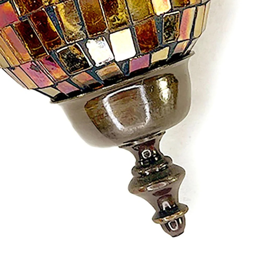 Bombay Co. Vintage Burgundy Mosaic Tudor-Style Tea Light Lamp